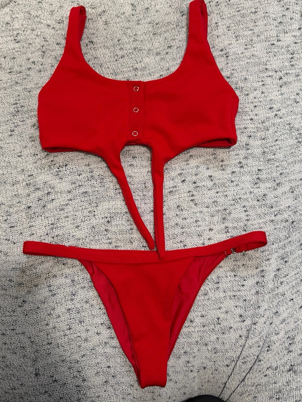 Red Kids One-Piece Swimsuit with Snap Front